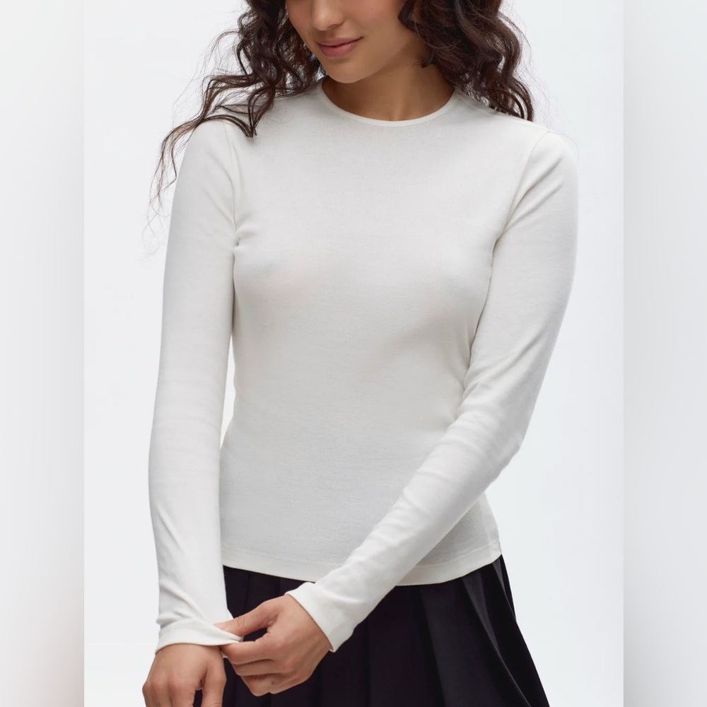 KOTN White Fitted Long Sleeve Tee